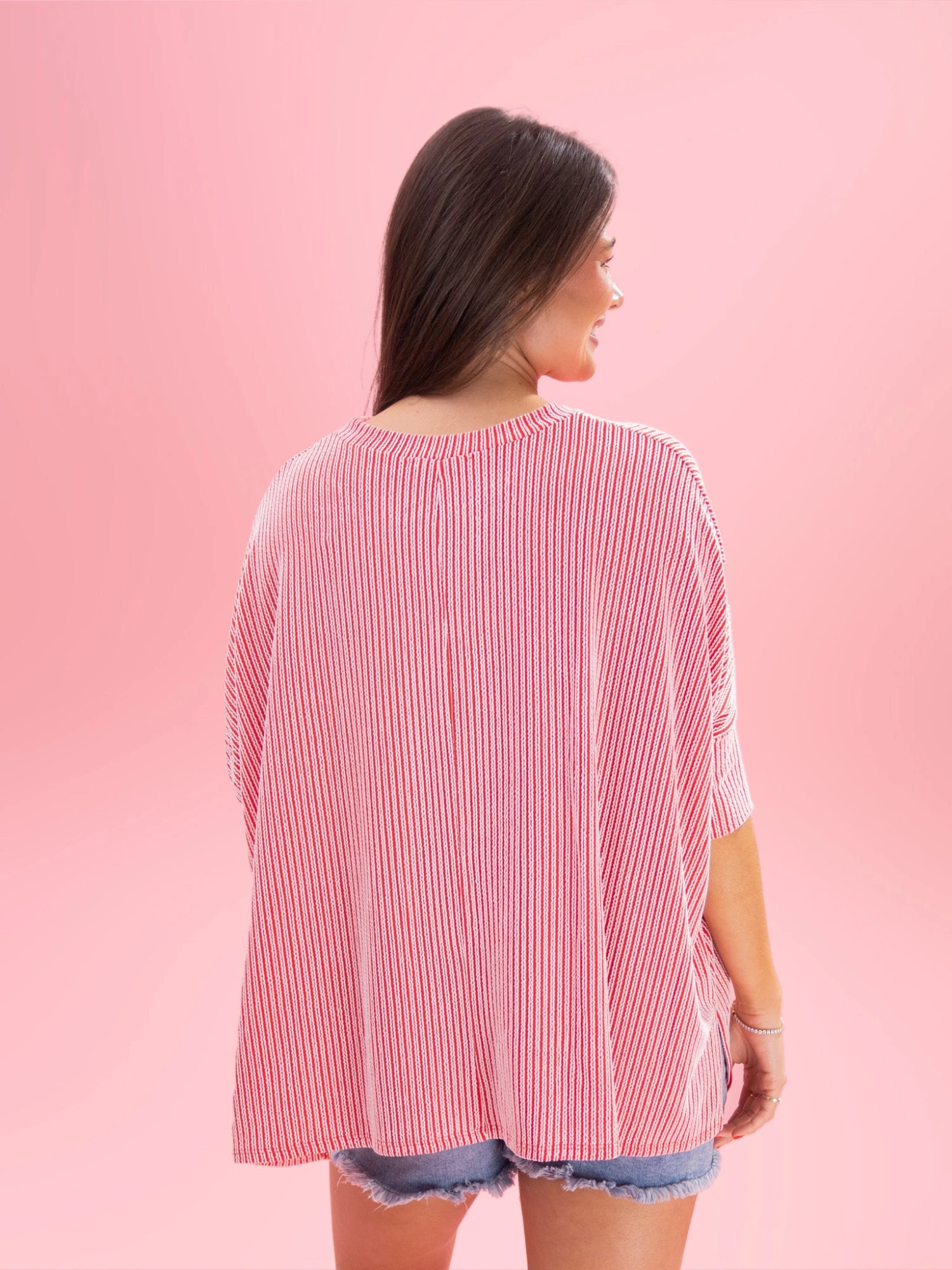 White Stripe Easy Fit 3/4 Sleeve Top By DD Design | Reg-Plus 13 White Stripe Easy Fit 3/4 Sleeve Top By DD Design | Reg-Plus - Image 13