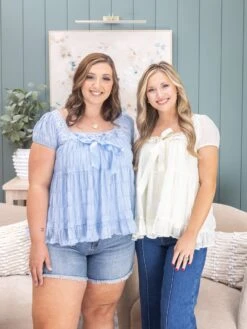 Textured Woven Square Neck Baby Doll Top | S-L