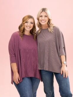 Raised Rib Easy-Fit Dolman 3/4 Sleeve Top By DD Design | Reg - Plus -Discount Divas Shop 66563a6299e2db53f223b78a77f84da7