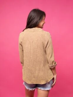 Washed Crinkle Gauze Button Down Long Sleeve Top | S-L -Discount Divas Shop 67d41ddf5908bc53e5381c3829d78605