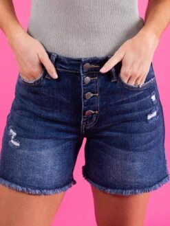 Diva Denim High Rise Expose Button Fray Hem Shorts | S-3XL -Discount Divas Shop 6817da9d1282466435cbaf73ba889d72 1