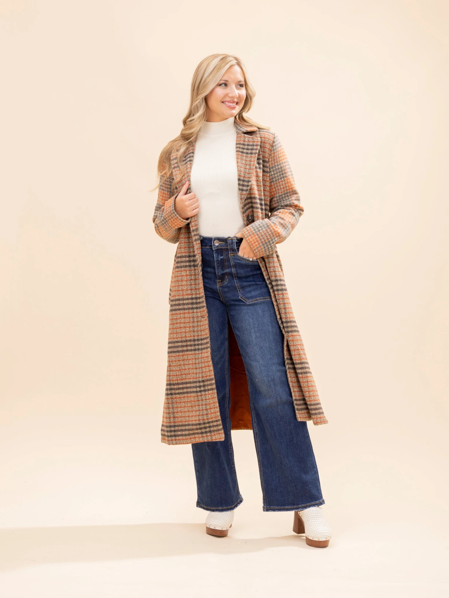 Mixed Media Long Coat | S-L 3 Mixed Media Long Coat | S-L - Image 3