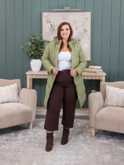 Belted Buttoned Puffer Hoodie Jacket | S-L