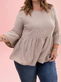 Comfy Knit Ruffle Hem 3/4 Sleeve Top By DD Design | S-3XL -Discount Divas Shop 69855885aede2523303ee1a3536b009c