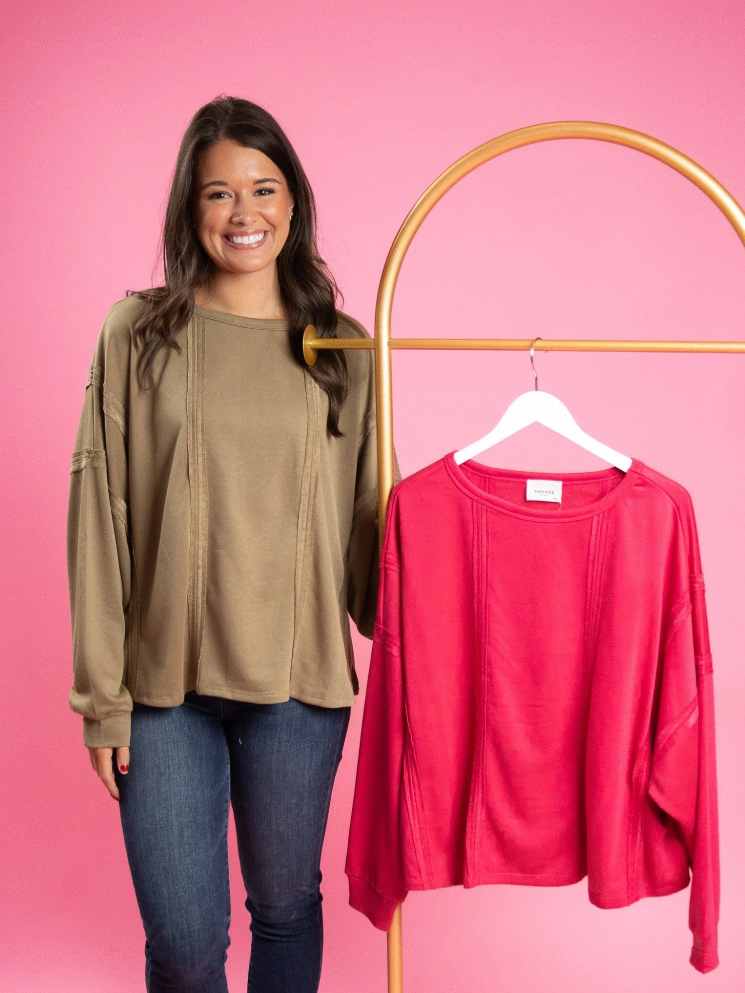 French Terry Long Sleeve Tunic Top W/ Raw Edges | S/M - 2X/3X 1 French Terry Long Sleeve Tunic Top W/ Raw Edges | S/M - 2X/3X