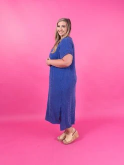 Short Sleeve Round Neck Ribbed Midi Dress | S - 2X -Discount Divas Shop 69d8cde44e80a12e09fc165b0bea8166