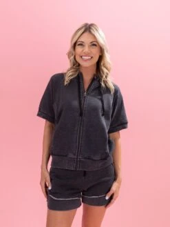 Lived In Short Sleeve Zip Up Hoodie By DD Design | S - 3XL -Discount Divas Shop 69f7abedf7cbee5834830c2ac1cfe3d8