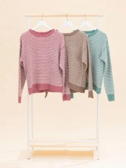 STACCATO Two Tone Waffle Striped Pullover Sweater | S-XL