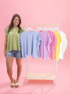 Raised Rib Short Sleeve Top By DD Design | S/M-2X/3X