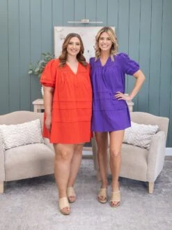 Pleated Ladder Trim Yoke Puff Sleeve Tiered Short Dress | S-3XL