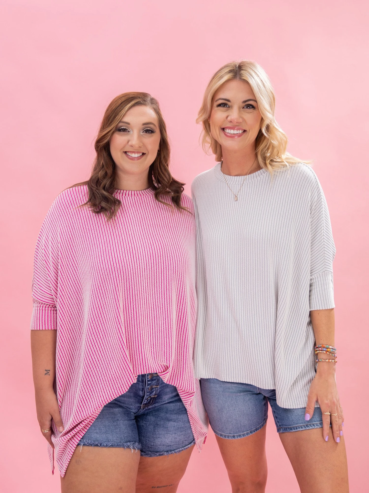 White Stripe Easy Fit 3/4 Sleeve Top By DD Design | Reg-Plus 4 White Stripe Easy Fit 3/4 Sleeve Top By DD Design | Reg-Plus - Image 4