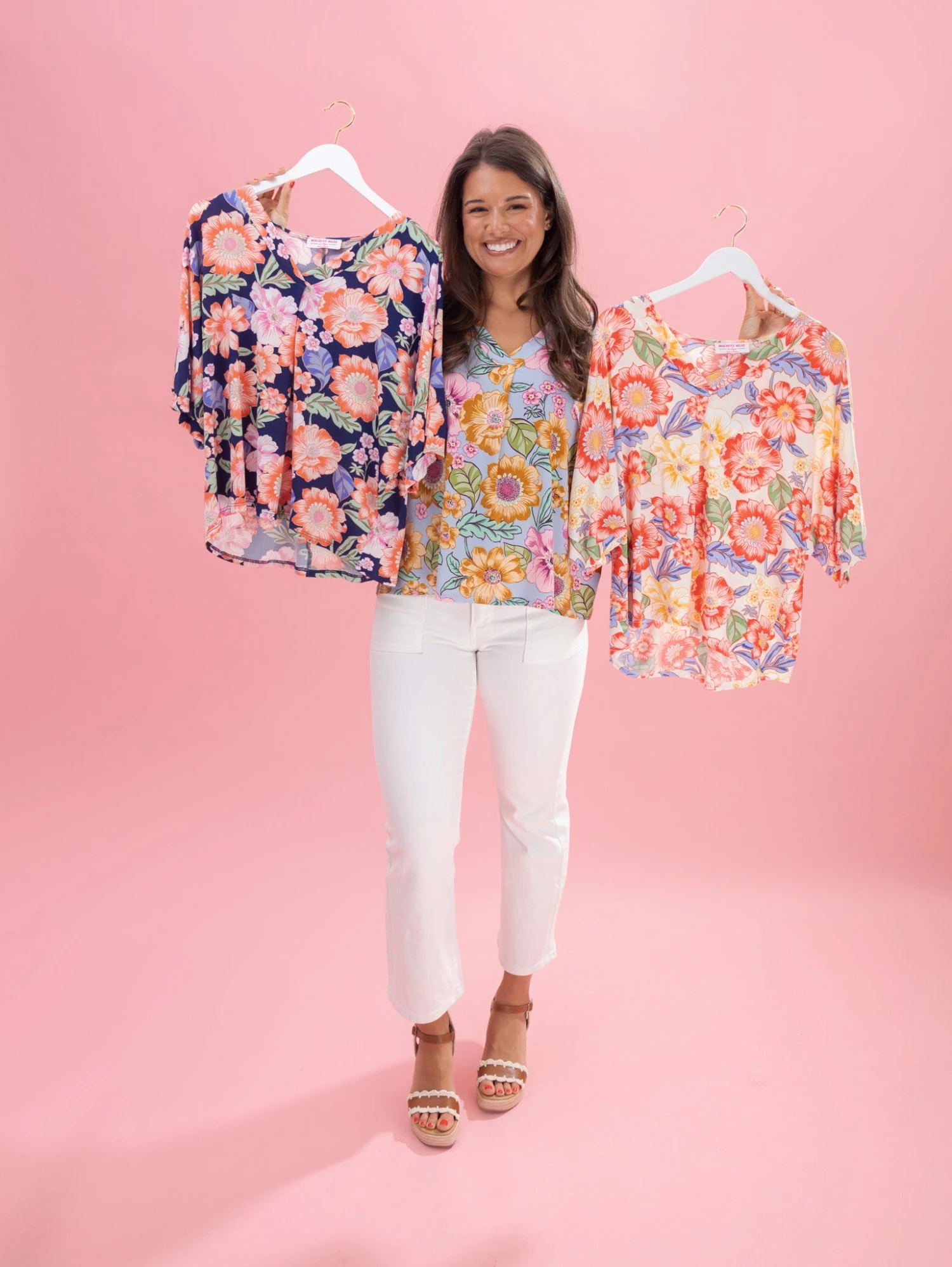 Floral Print V Neck Short Sleeve Top By DD Design | S-3XL Hero 1 Floral Print V Neck Short Sleeve Top By DD Design | S-3XL Hero