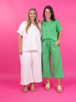 Textured Split Neck Short Sleeve Top | S - 3X Set W/ Sku51308