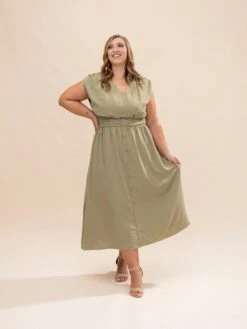 Solid Woven Cap Sleeve Button Down Midi Dress | S-3XL -Discount Divas Shop 6bf63796382ba09b4bc9f84e0e23583a