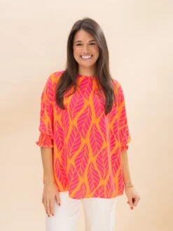 Tropical Print 3/4 Sleeve Blouse | S-XL