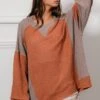 Waffle Color Block Long Sleeve Top | S - XL BiBi