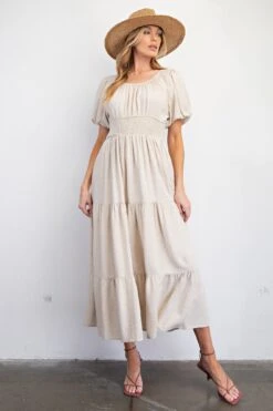 Bubble Sleeve Linen Maxi Dress | S - L Easel -Discount Divas Shop 6cad83414693bfc9d722c5029e51c18a