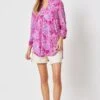 Lizzy Wrinkle Free 3/4 Sleeve Printed Top | S - 3X