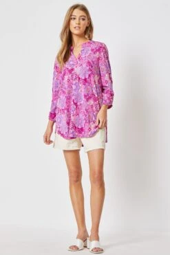 Lizzy Wrinkle Free 3/4 Sleeve Printed Top | S - 3X