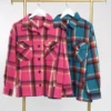 Zenana Button Down Long Sleeve Plaid Shacket W/ Collar | S - L