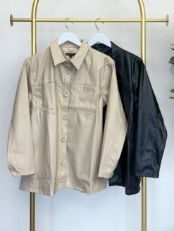 PU Faux Leather Front Button UpCollared Jacket | S - XL