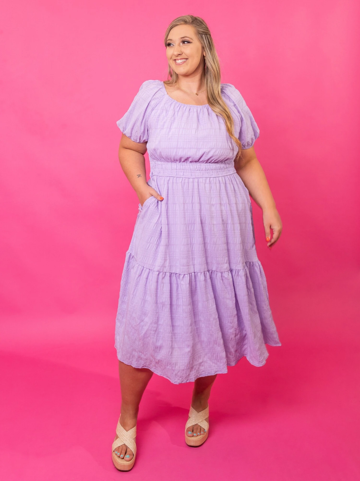 Smocked Waist Square Neck Puff Sleeve Dress | S - 3XL 5 Smocked Waist Square Neck Puff Sleeve Dress | S - 3XL - Image 5