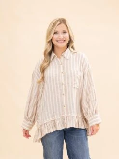 3/4 Sleeve Striped Linen Shirt | S-L -Discount Divas Shop 7026dbd3931a198bf615cac08c9e37f4