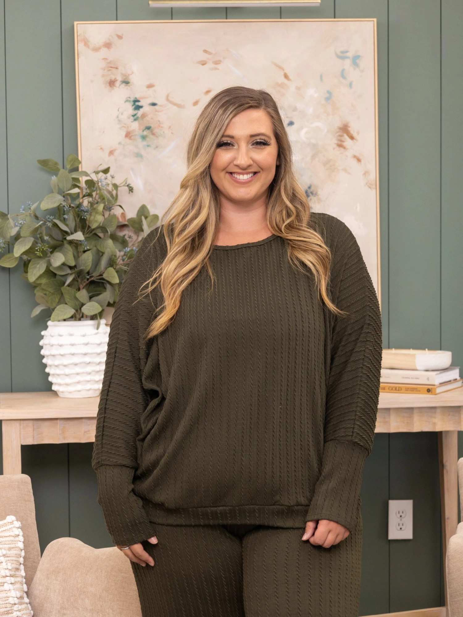 Textured Fabric Wide Neck Dolman Sleeve Top | S - XL Set W/ Sku54509 2 Textured Fabric Wide Neck Dolman Sleeve Top | S - XL Set W/ Sku54509 - Image 2