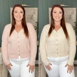 STACCATO Double V-Neck Dolman Button Down Cardigan | S-XL