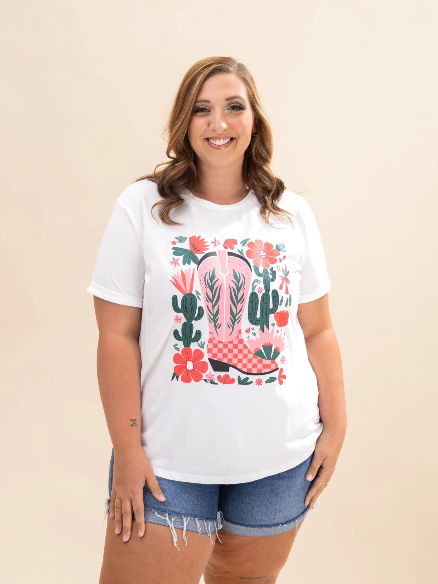 Western Boots Flower Print Round Neck T Shirt | S-3XL 1 Western Boots Flower Print Round Neck T Shirt | S-3XL
