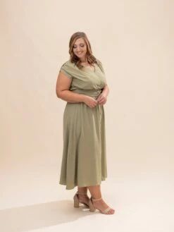 Solid Woven Cap Sleeve Button Down Midi Dress | S-3XL -Discount Divas Shop 70fb58958ecb282d2ac10b4069985eae