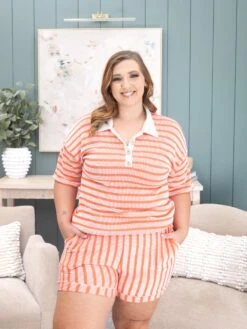 Raised Rib Stripe Button Butterfly Collar Top | S-3X Pair W/ Sku60954 -Discount Divas Shop 7109c13c46c985c8660be1678e9738fb