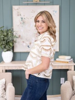 Geometric Pattern Embroidered Button Up Top | S - L Pair W/ Sku58472 -Discount Divas Shop 7134aa418270f1995e7f9a8089d38fab