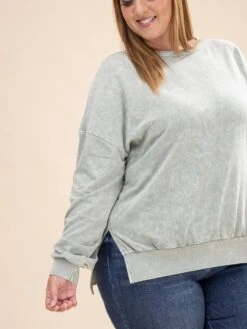 Washed Side Split Long Sleeve Knit Top | S-L -Discount Divas Shop 725c2cb404794f646a87f92599c4b9fb