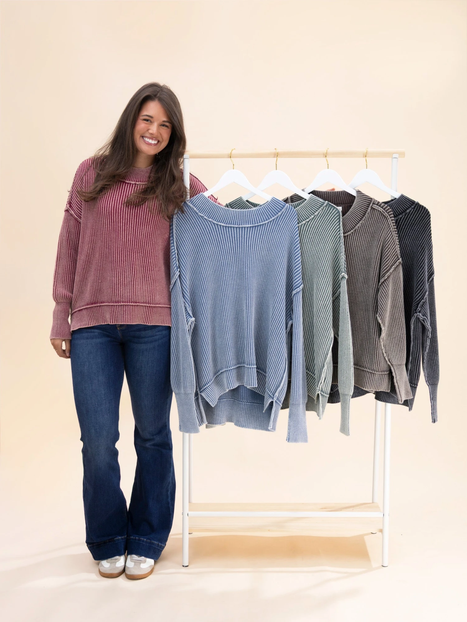 Zenana Washed Side Slit Oversized Sweater | S/M-L/XL 1 Zenana Washed Side Slit Oversized Sweater | S/M-L/XL