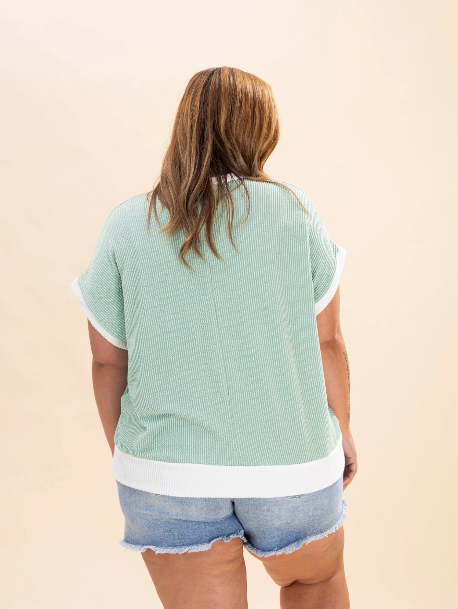 Raised Rib Short Sleeve Top | S-3XL 6 Raised Rib Short Sleeve Top | S-3XL - Image 6
