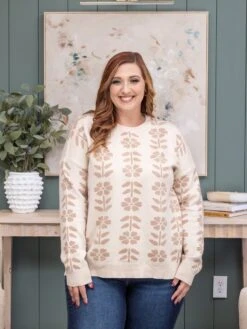 Floral Jacquard Sweater | S-3XL