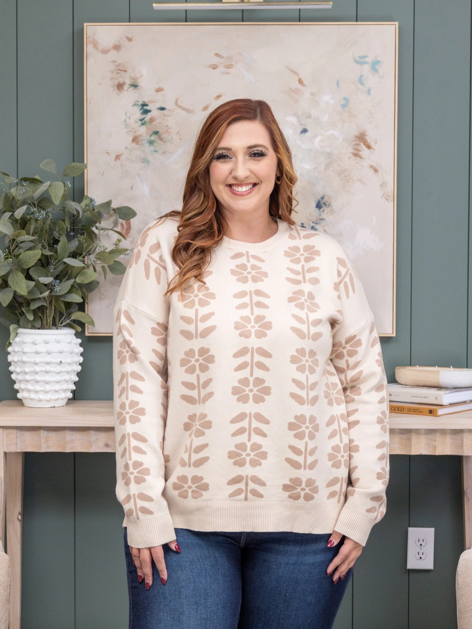 Floral Jacquard Sweater | S-3XL 1 Floral Jacquard Sweater | S-3XL