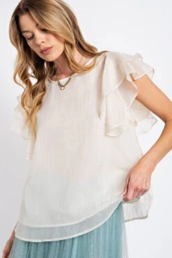 Double Wing Sleeves Organza Woven Top | S - L Easel