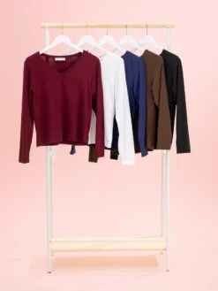 Long Sleeve Essential V Neck Tee By DD Design | S-3XL -Discount Divas Shop 73b89da455e10d9c75e75723dec8c3c9