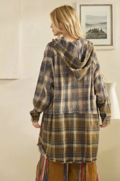 Washed Plaid Button Down Hoodie Shirt | S - XL Oli & Hali -Discount Divas Shop 745a569191c4fd111373b25f6c4e8302