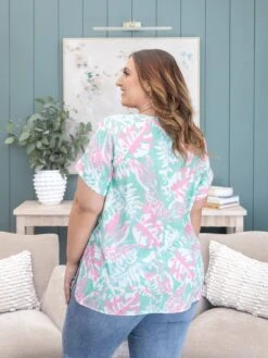 Leaf Print Square Neckline Short Sleeve Top | S-3XL 5 Leaf Print Square Neckline Short Sleeve Top | S-3XL -Discount Divas Shop 745dc546a8eca3572a7bd66d1b30b5ad