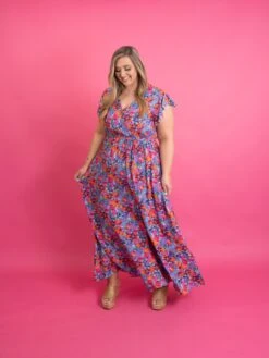 Floral Print Short Sleeve V-Neck Wrap Split Maxi Dress | S - XL -Discount Divas Shop 7511c83dfb1256e019c11a72395e5530