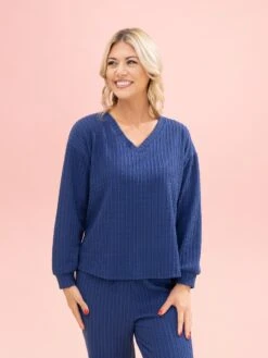 Golden Rib V Neck Long Sleeve Top By DD Design | S-3XL Pair W/ Sku64075 -Discount Divas Shop 751cef459961d4843e049cdeab5e7bd5
