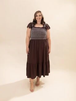 Woven Midi Dress With Embroidery Bodice Smocking | S - 3XL -Discount Divas Shop 753b3ece633afeade58cb4eea3eac94c