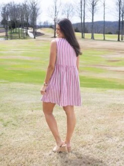 Striped Print Short Dress With Front Bow Detail | S-XL -Discount Divas Shop 7548735c16ba32ba25273b6f96b8af06