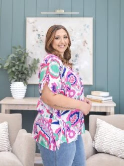 Floral Print V Neck Side Slit Poncho Top | S-3XL -Discount Divas Shop 75f94ba7e3d10562143f6f53400f1f72