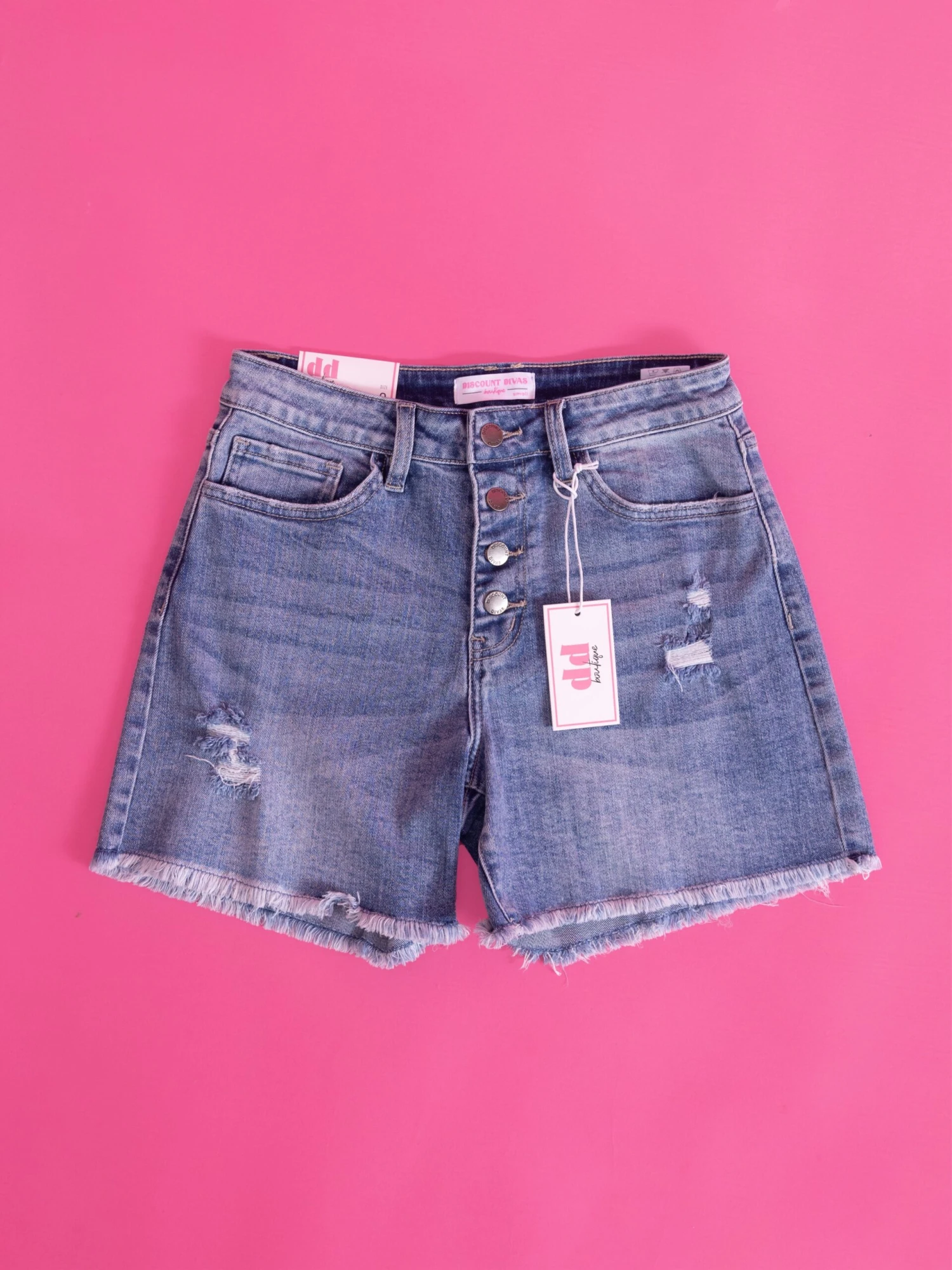 Diva Denim High Rise Expose Button Fray Hem Shorts | S-3XL 7 Diva Denim High Rise Expose Button Fray Hem Shorts | S-3XL - Image 7