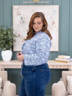 Floral Padded Puffer Jacket With Ties | S - L -Discount Divas Shop 764a4d6755619c1e8da82e424cd34b08