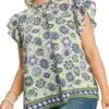 Two Tone Floral Border Print Top | S - 2XL Umgee